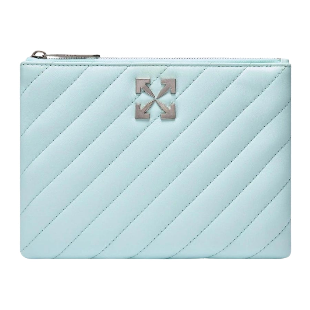 Off-White Jackhammer Flat Pouch Leather Blue Bag OWNS020S22LEA0014000