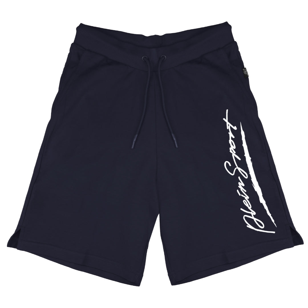Plein Sport Large Signature Logo Navy Blue Shorts S