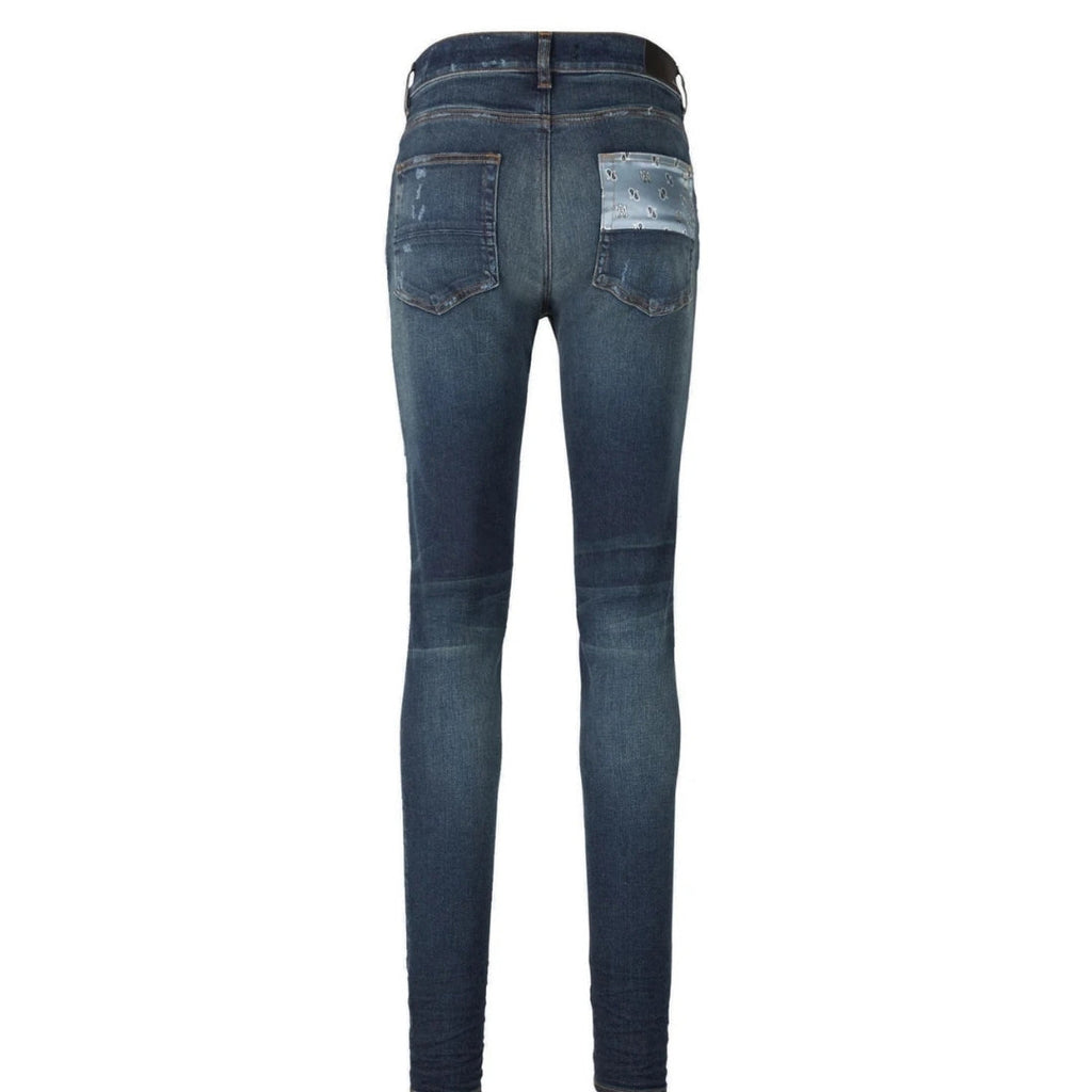 Amiri Paisley MA Art Patch Straight Fit Deep Classic Blue Denim Jeans W30 L32 / 32L