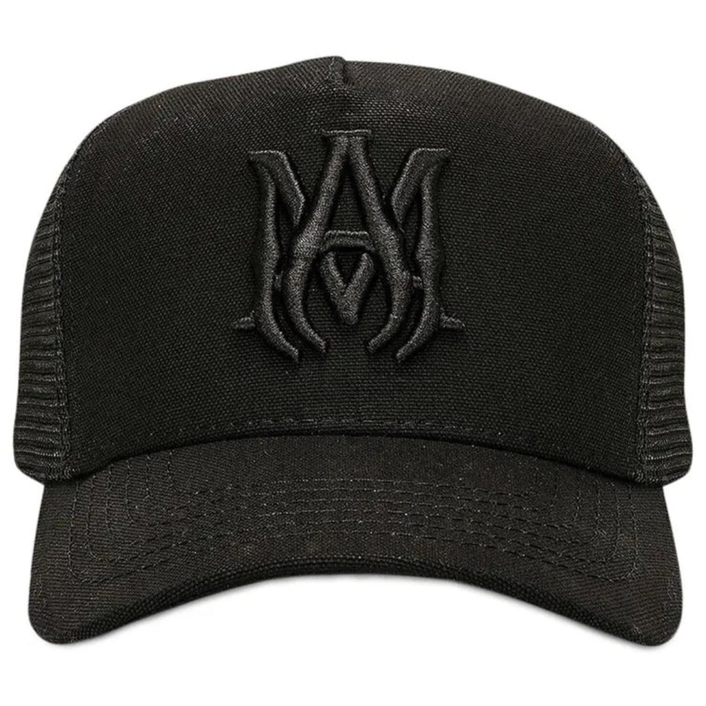 Amiri MA Branded Logo Black Trucker Hat One Size