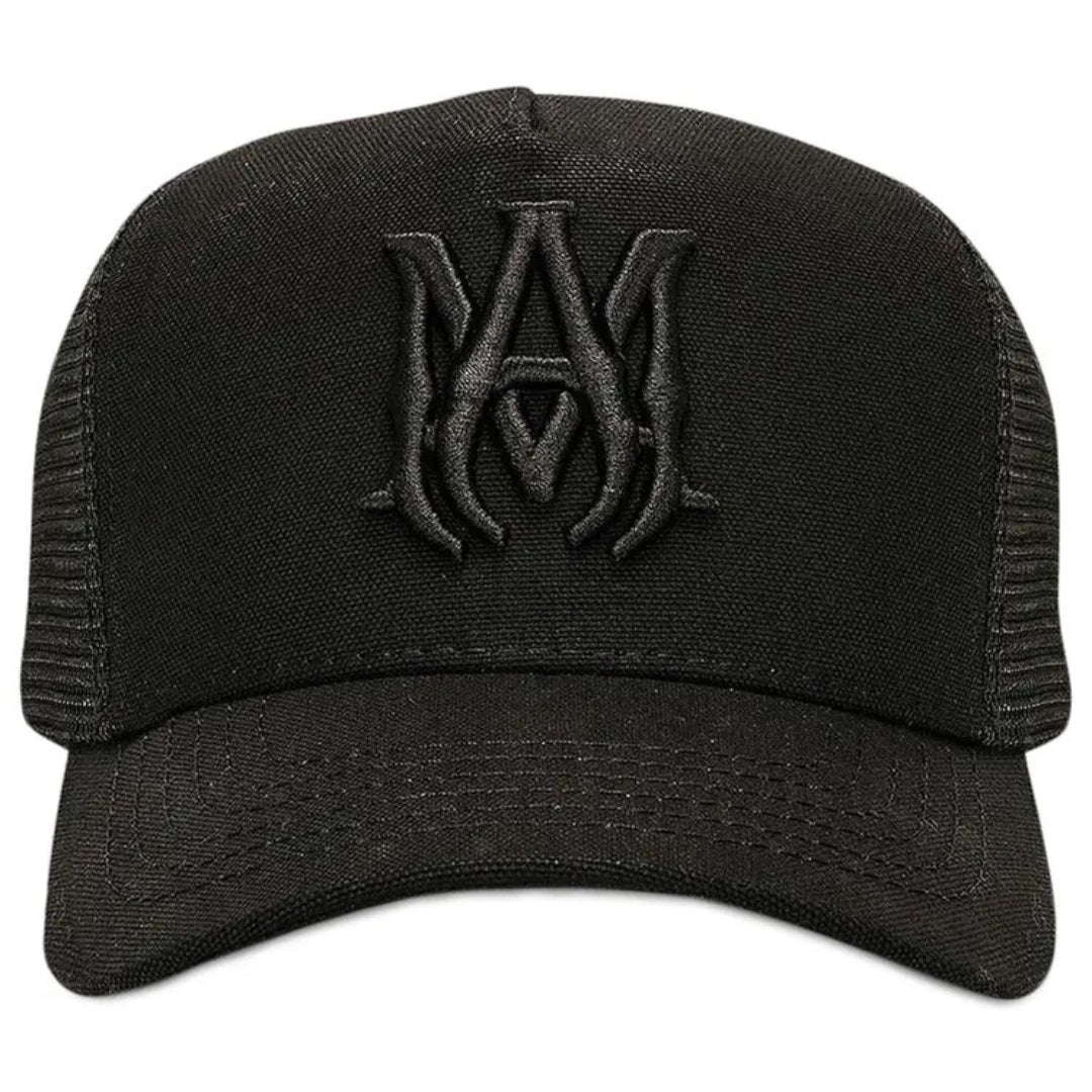 Amiri MA Branded Logo Black Trucker Hat One Size
