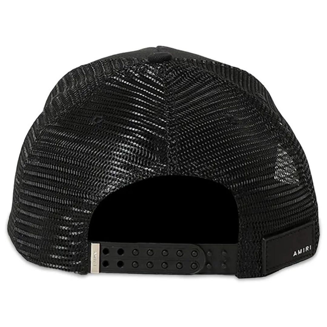 Amiri Varsity Branded Logo Black Trucker Hat One Size