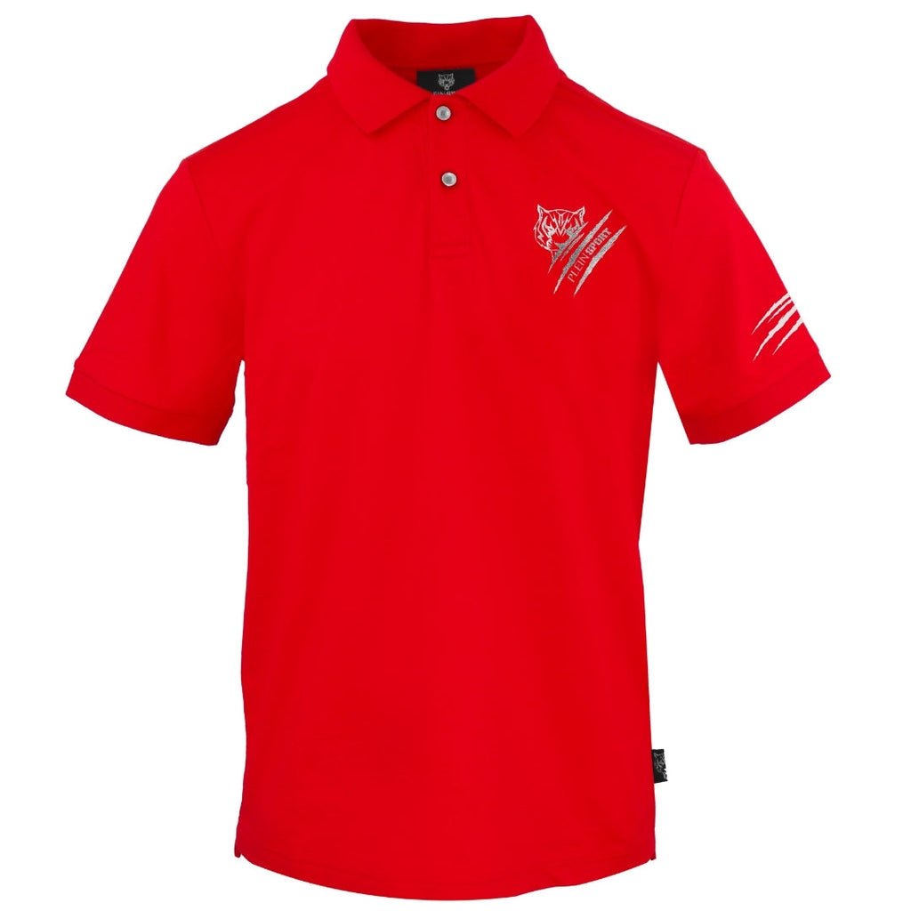 Plein Sport Small Tiger Scratch Logo Red Polo Shirt S