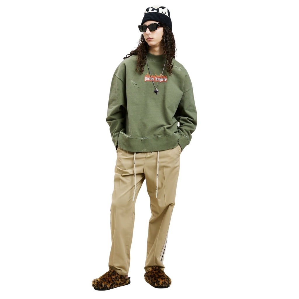 Palm Angels Pmba065F22Fle0145601 Green Sweatshirts Male