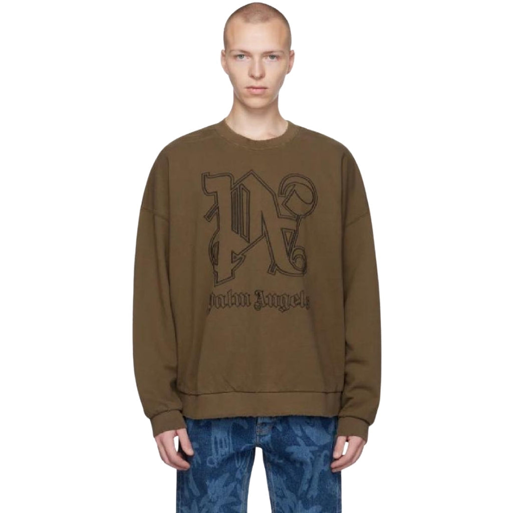 Palm Angels Pa Monogram Statement Crew Brown S