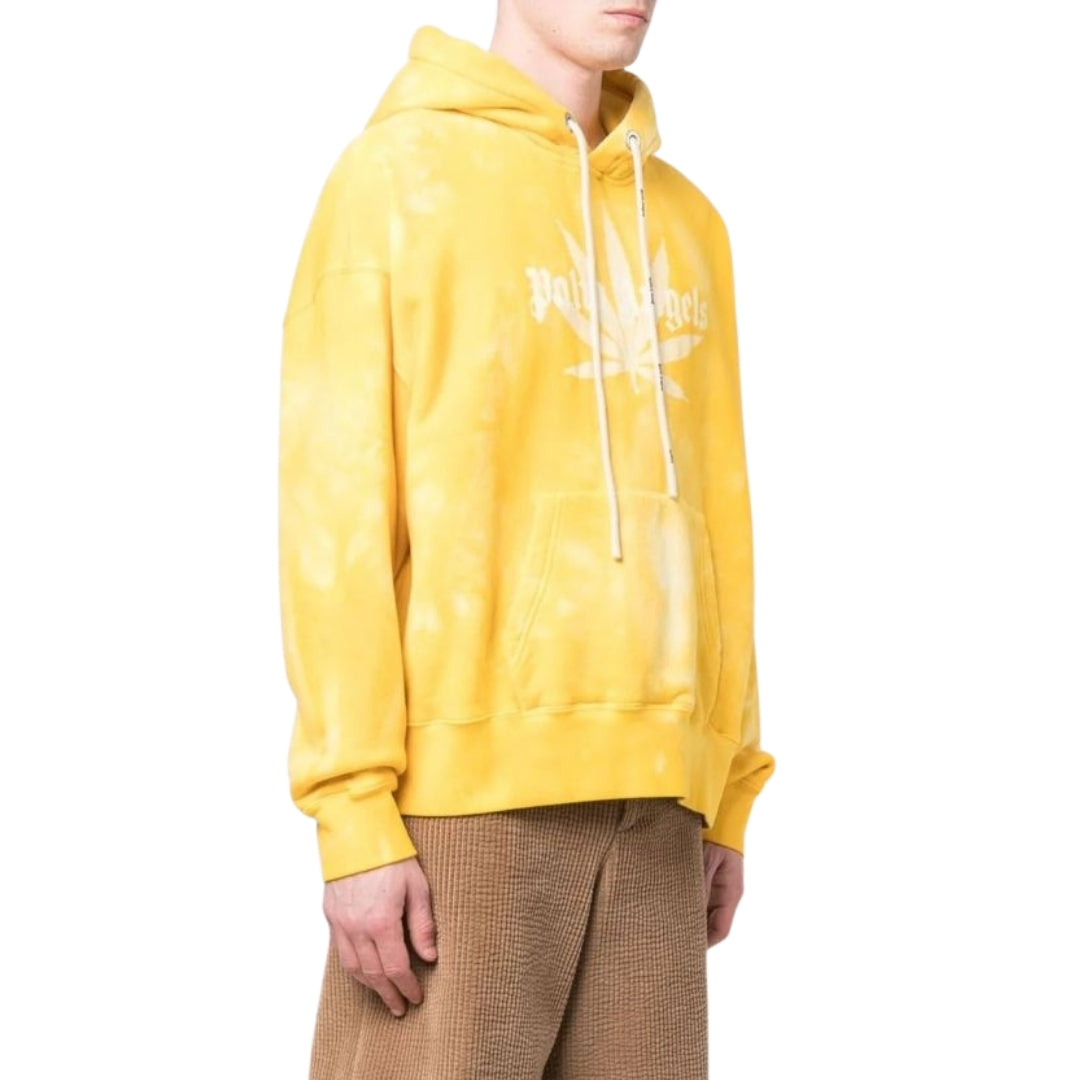 Palm Angels Leaf Tie Dye Hoodie Yellow S