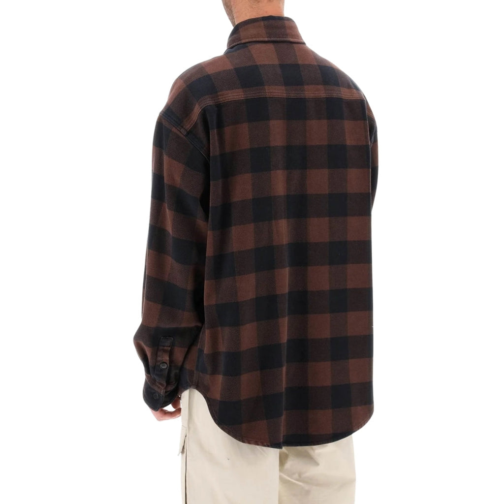 Palm Angels Pa Monogram Check Overshirt Brown IT48