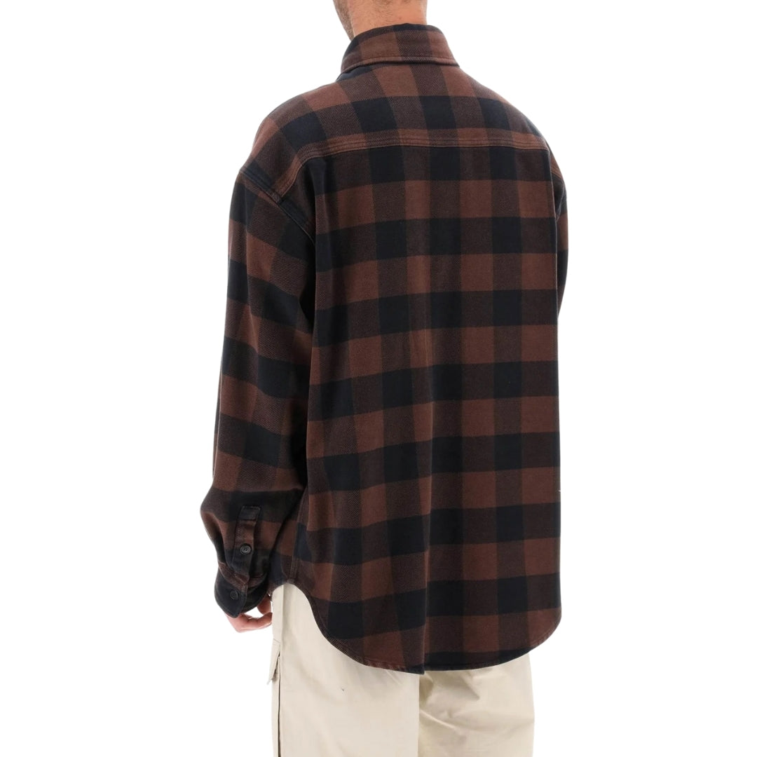 Palm Angels Pa Monogram Check Overshirt Brown IT48