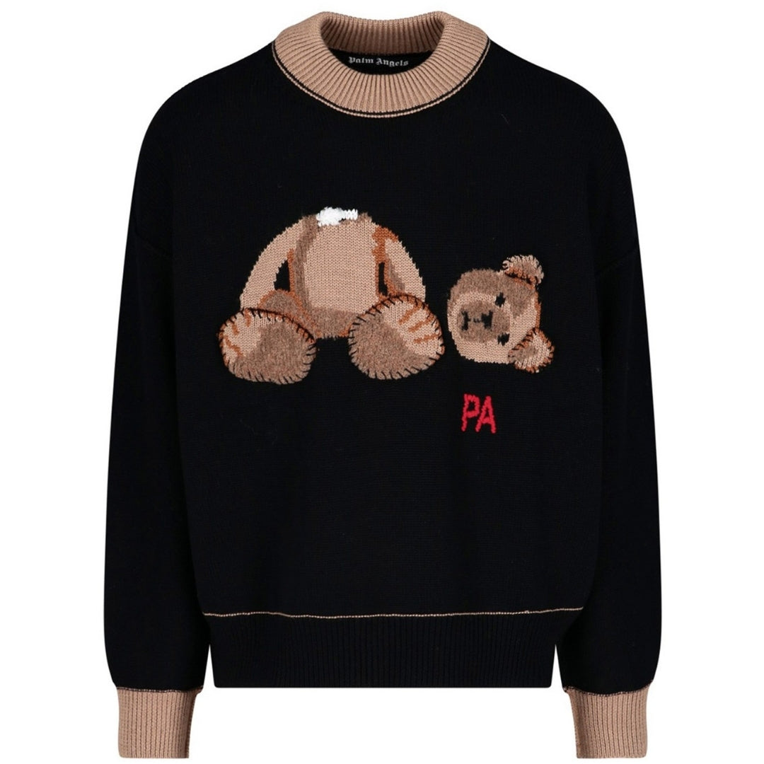 Palm Angels Pa Bear Sweater Black Brown L