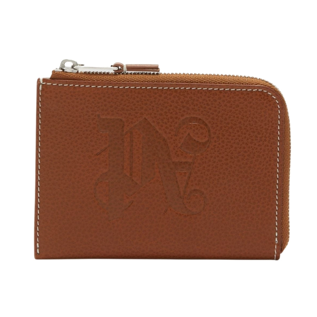 Palm Angels Pa Monogram Zip Card Holder Brown One Size