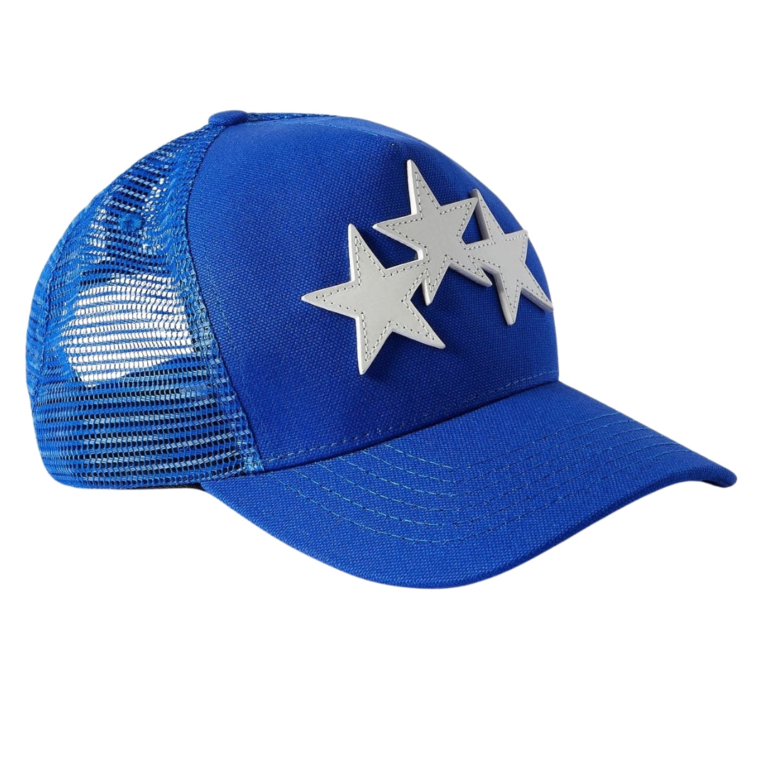 Amiri 3 Star Logo Pond Blue Trucker Hat One Size