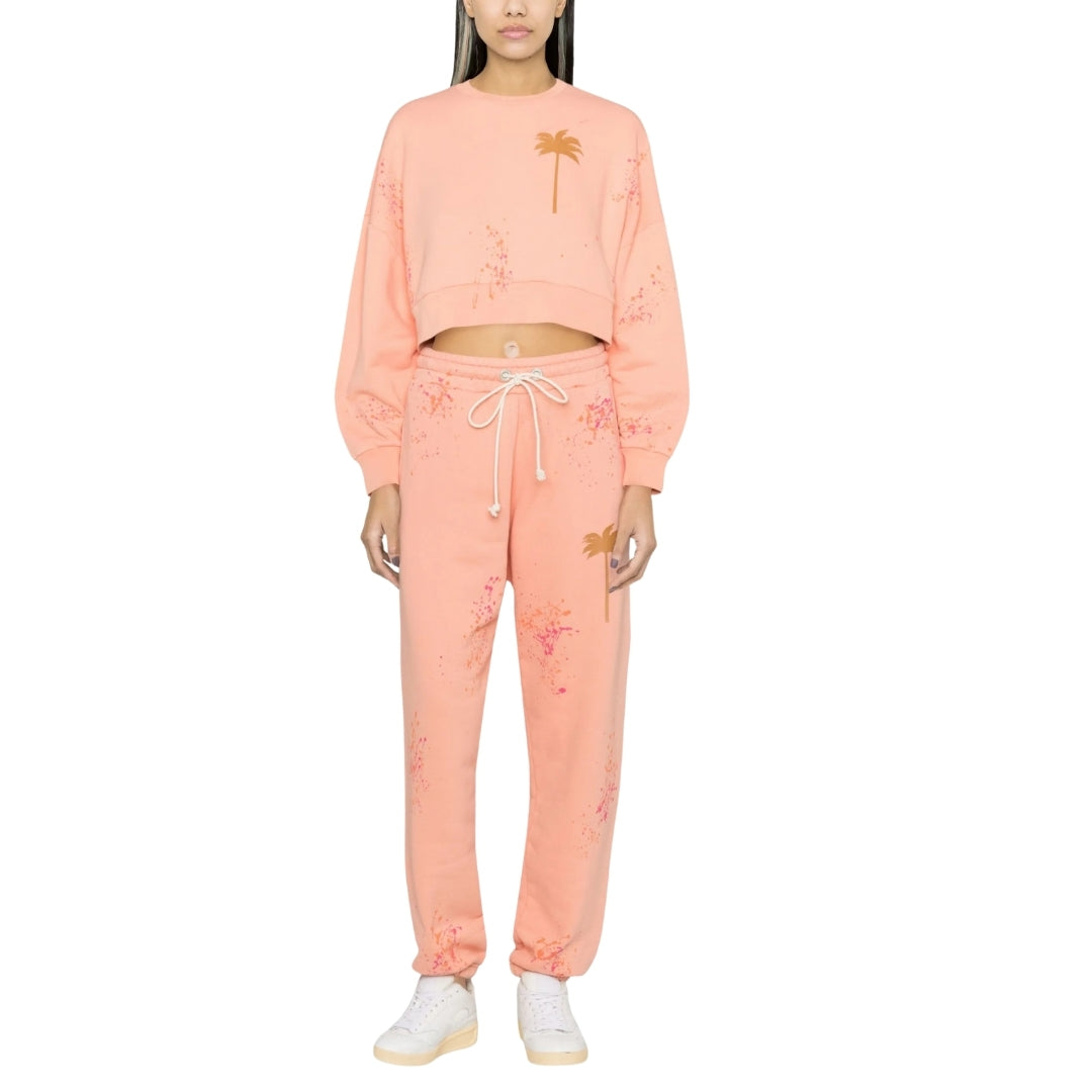 Palm Angels Pxp Painted Cropped Crew Coral S