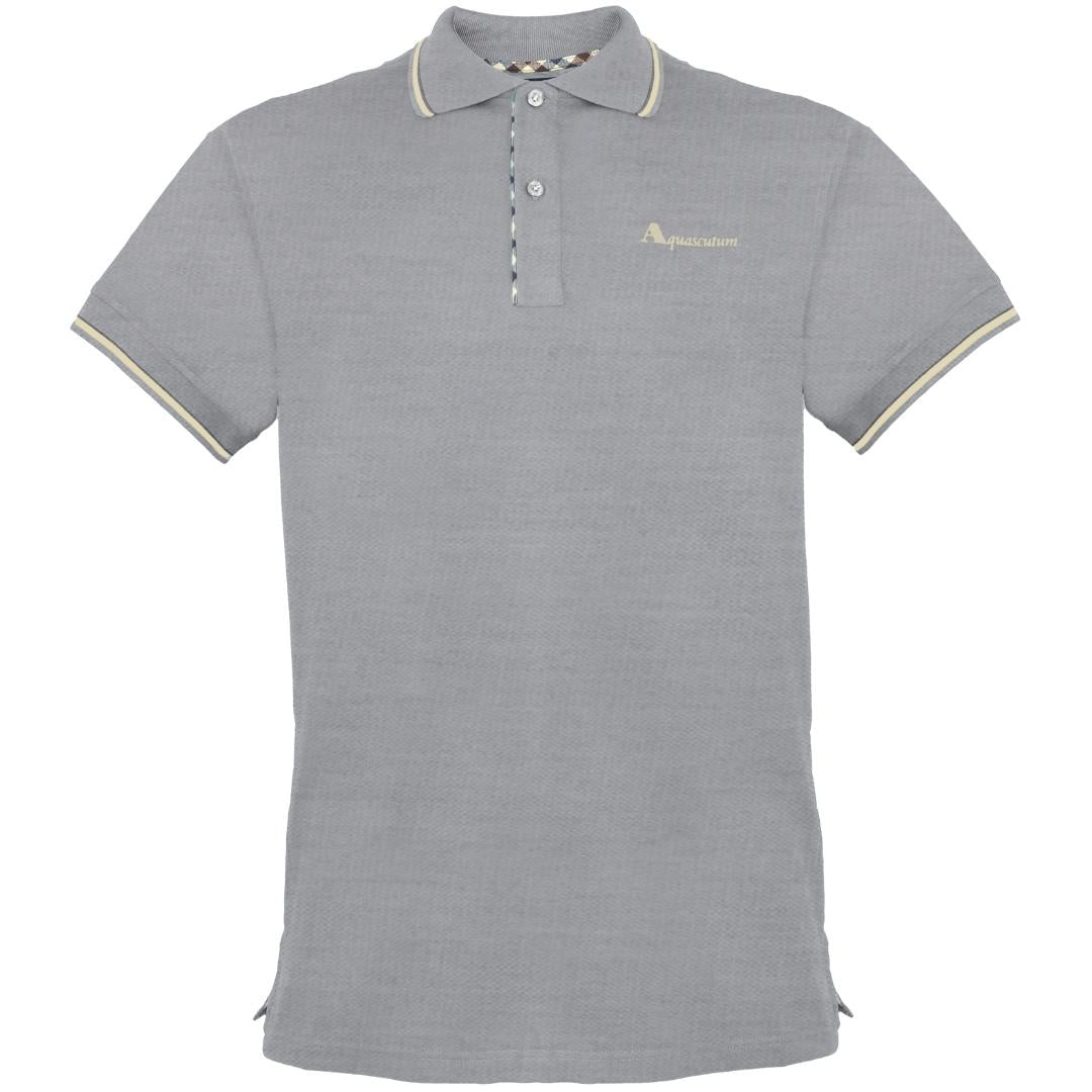 Aquascutum Tipped Collar Grey Polo Shirt 1