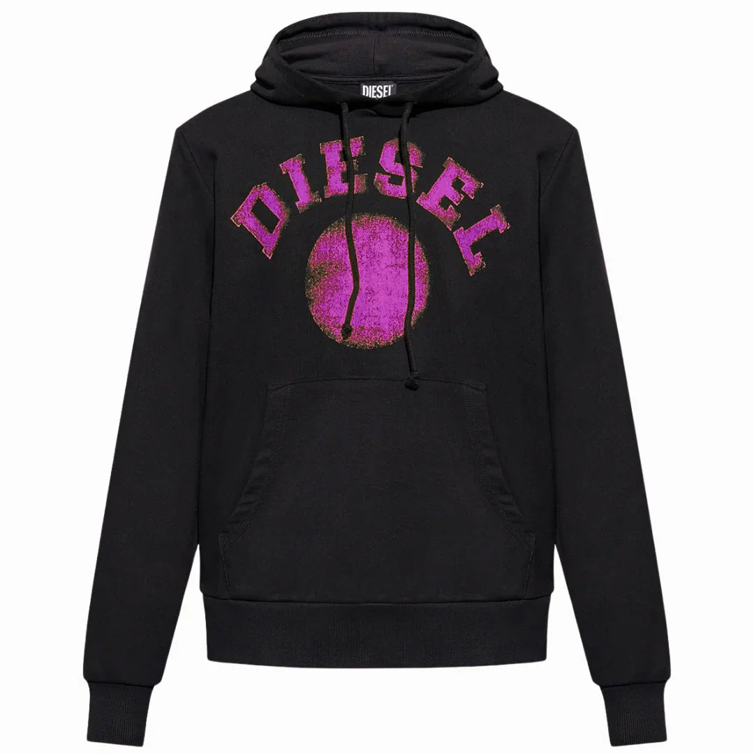 Diesel Distorted Dot Design Black Hoodie-GINN-HOOD 9-D FELPA RIAJH 900