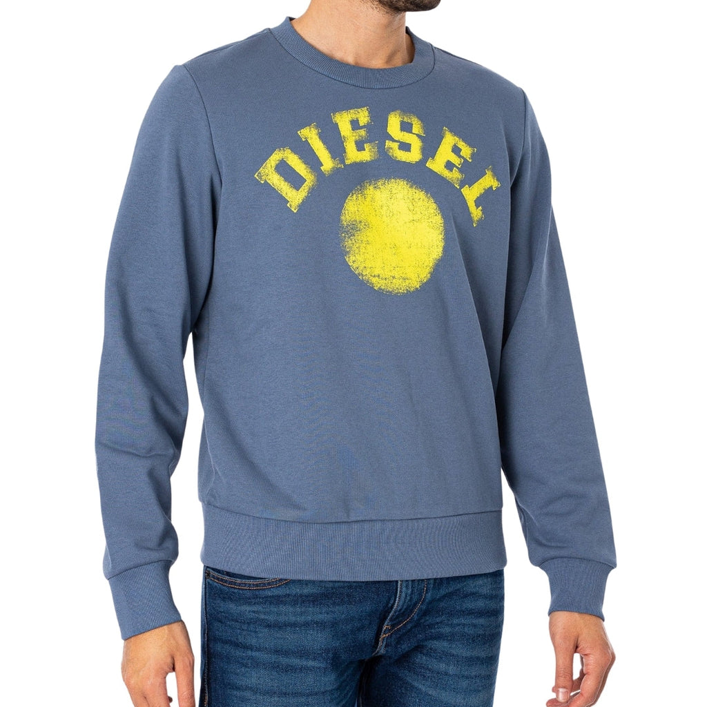 Diesel Distressed Dot Logo Blue Sweatshirt XS