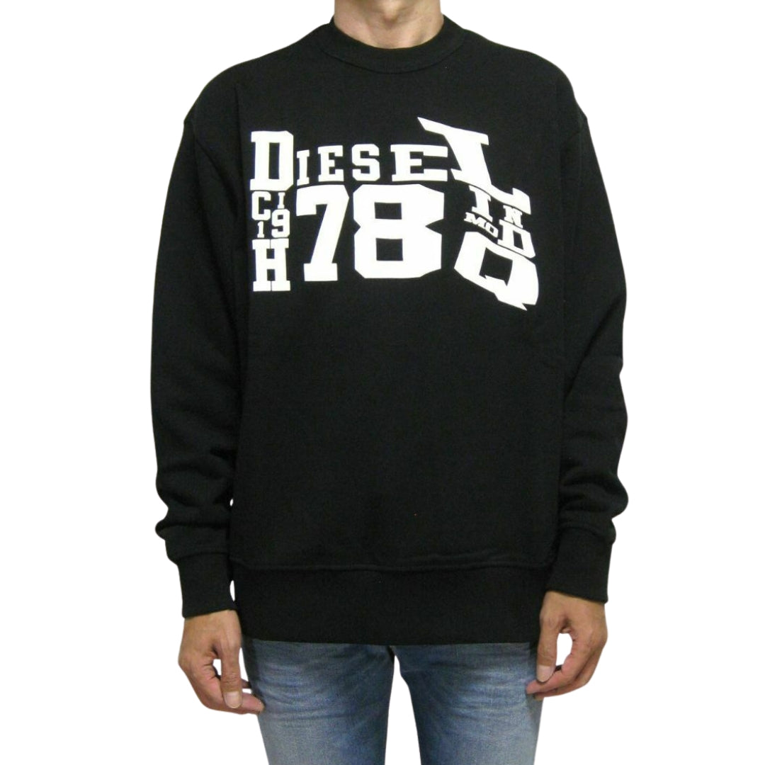 Diesel Distorted Logo Black Sweatshir t-MACS-G2 FELPA A08669 0BAWT 9XX