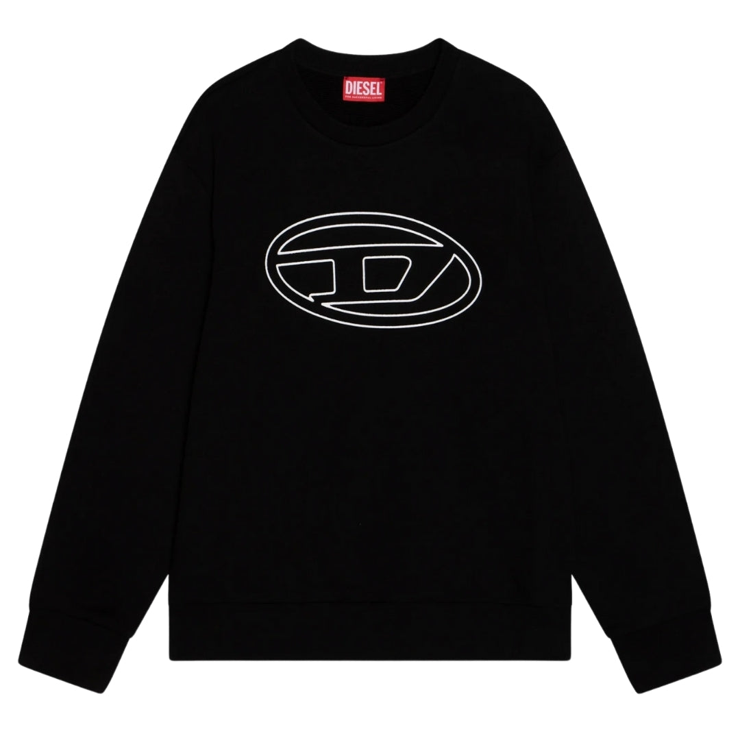Diesel Double Destroyed Logo Black Sweatshirt M