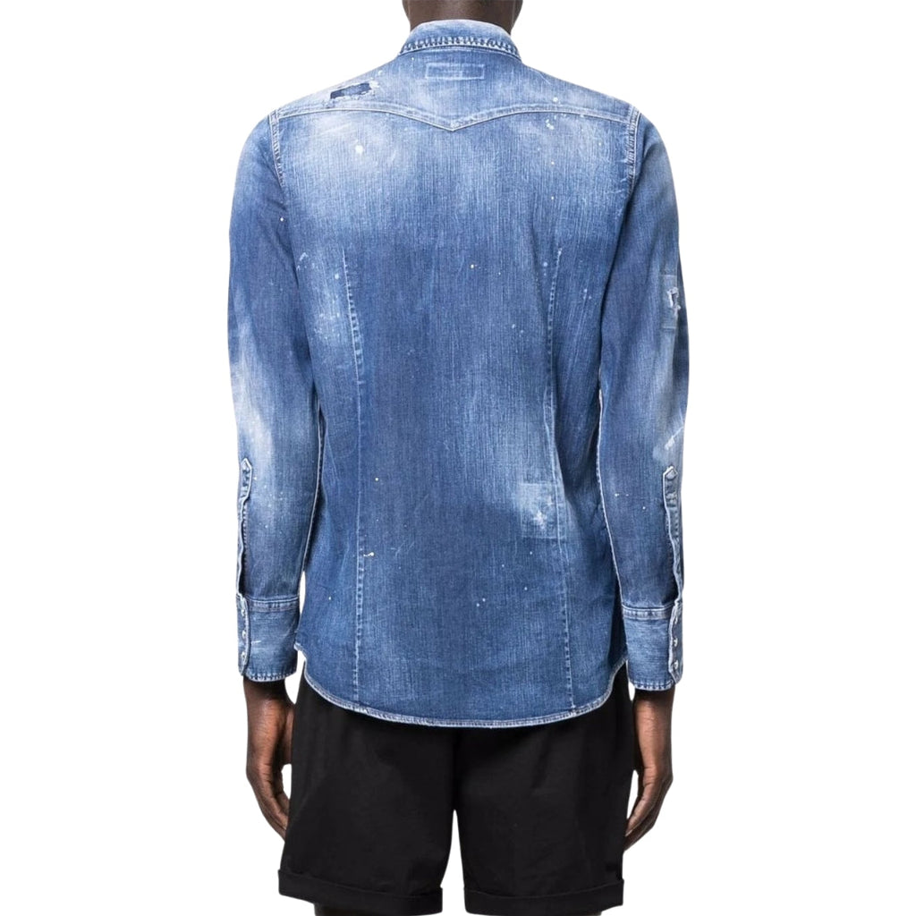 DSQUARED2 S71DM0540 S30341 470 NAVY BLUE SHIRT Mens 50