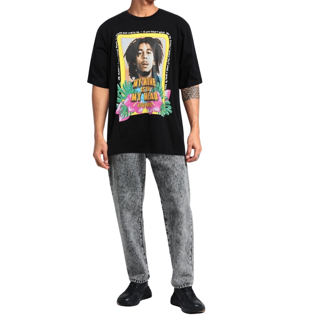 Dsquared2 Skater Fit Home Is In My Head Logo Black T-Shirt S