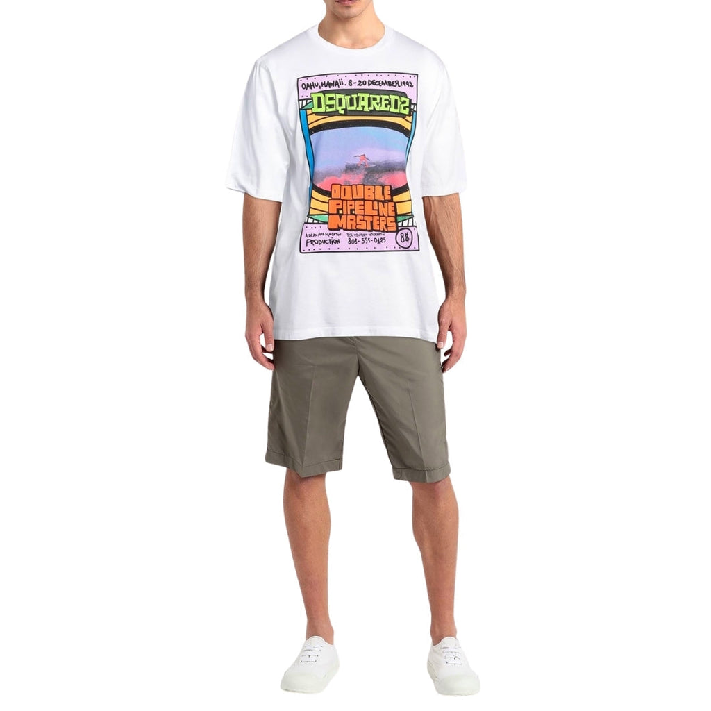 Dsquared2 Double Pipeline Masters Design Skater Fit White T-Shirt S