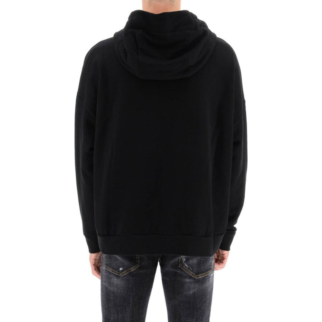 Dsquared2 Printed Logo Large Pockets Black Hoodie S