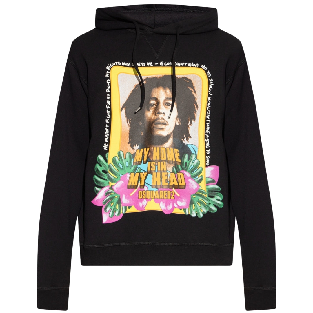 Dsquared2 Cool Fit Bob Marley Logo Black Hoodie XS