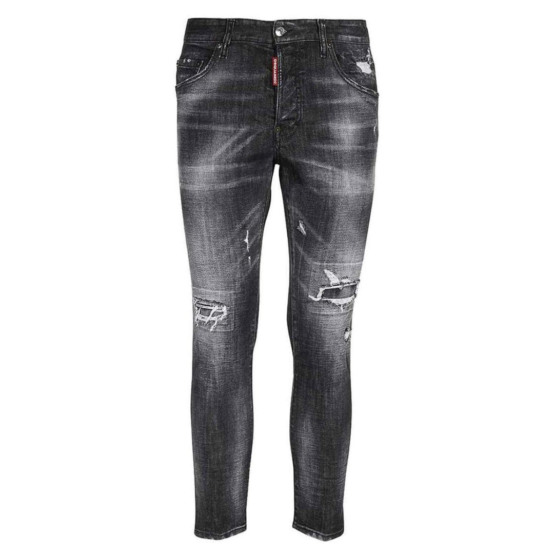 Dsquared2 Skater Jean Reinforced Ripped Black Jeans W34 / 32L