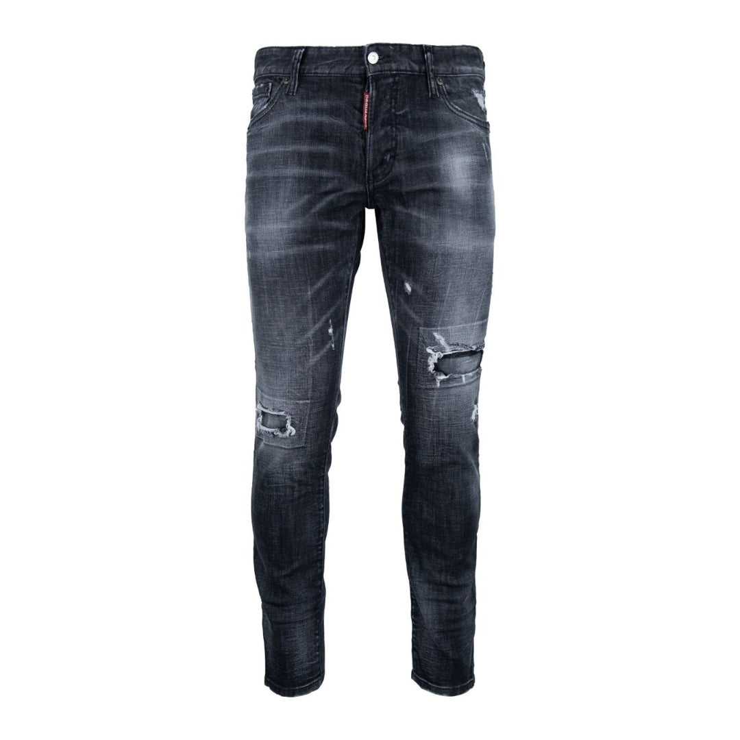 Dsquared2 Relaxed Long Crotch Reinforced Ripped Black Jeans W34 / 32L