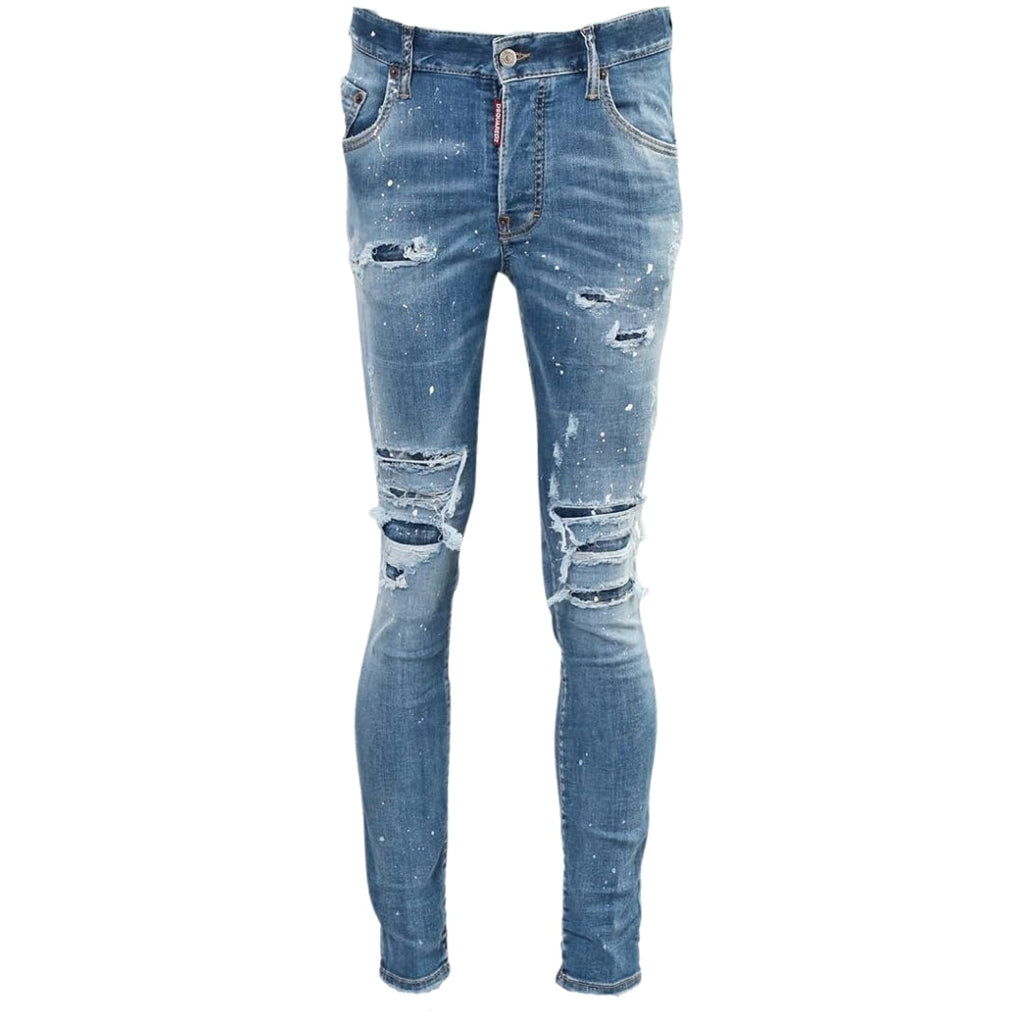 Dsquared2 Super Twinky Jean Paint Splash Reinforced Ripped Blue Jeans S71Lb1361 S30789 470