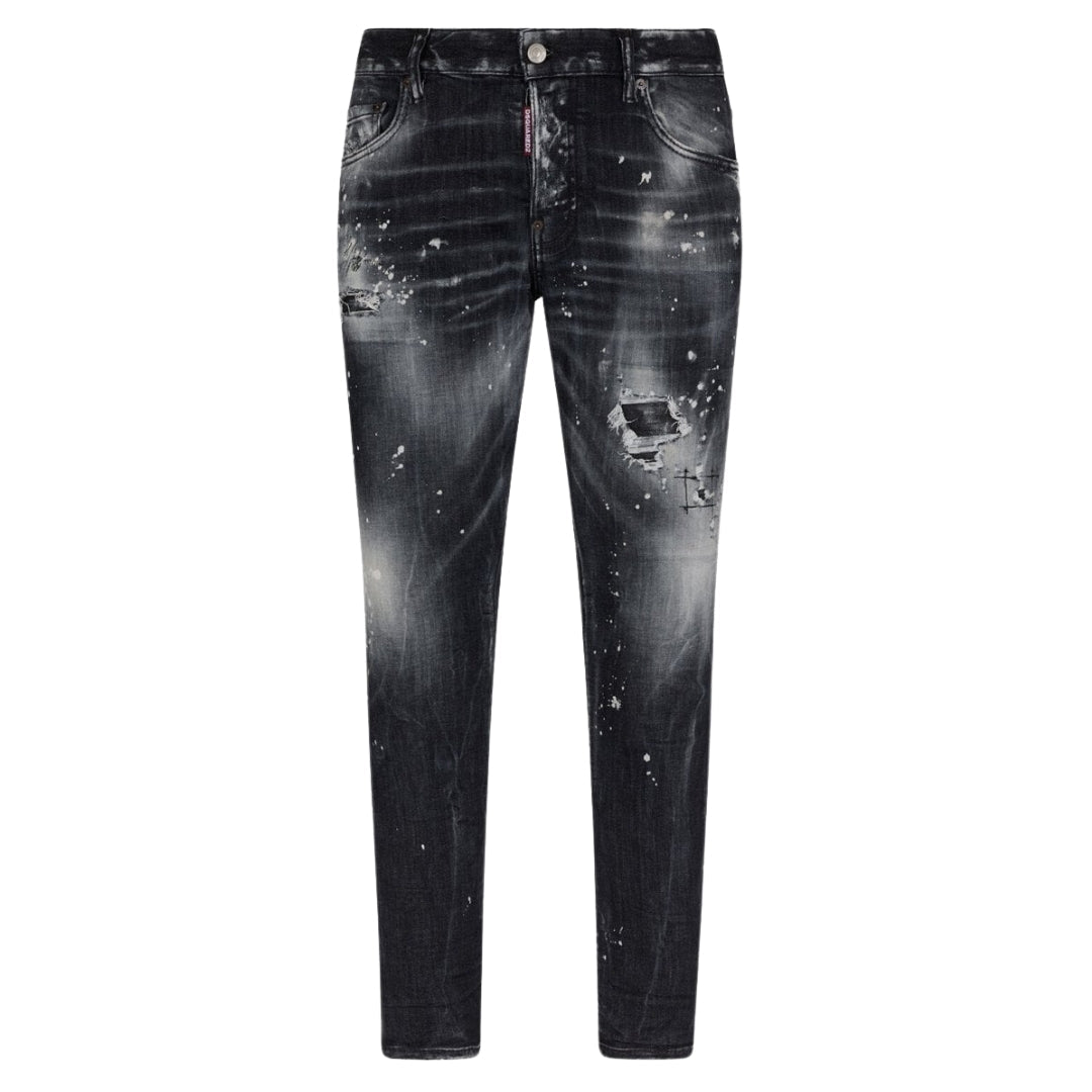 Dsquared2 Skater Jean Paint Splatter Faded Black Wash Jeans S71Lb1373 S30503 900