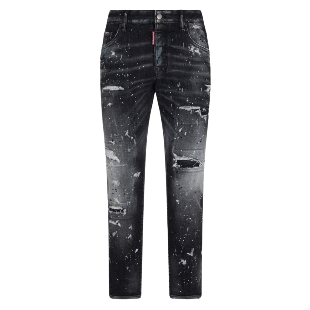 Dsquared2 Skater Jean Paint Splatter Black Wash Jeans S71Lb1396 S30503 900 - Style Centre Wholesale