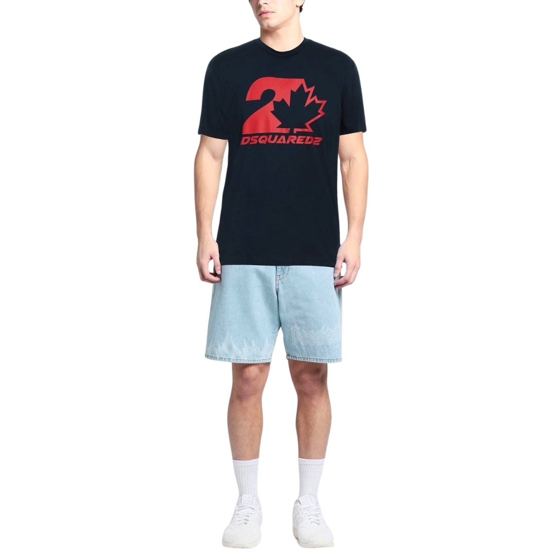Dsquared2 Cool Fit Maple Leaf Dark Navy Blue T-Shirt S74GD1157 478