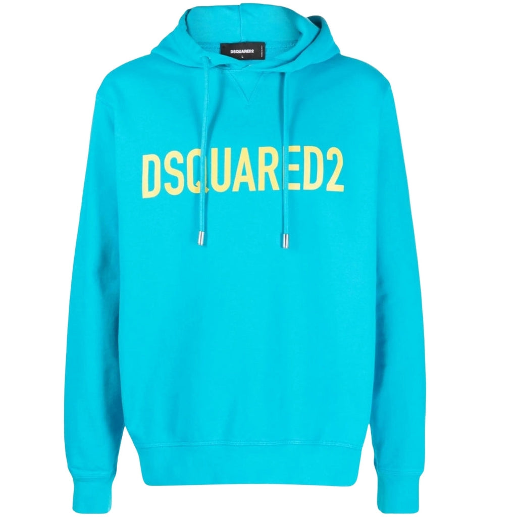 Dsquared2 Bold Logo Caribbean Sea Blue Hoodie L