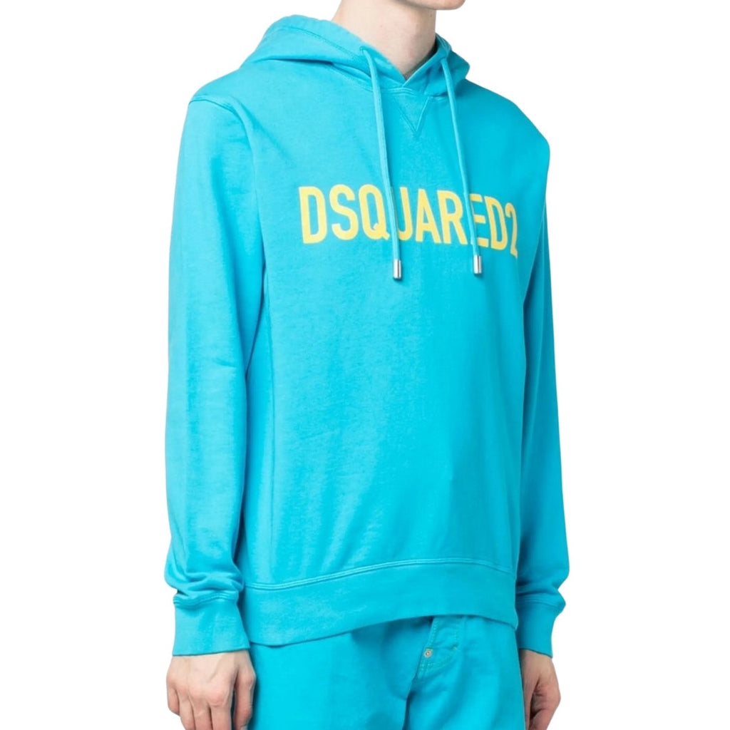 Dsquared2 Bold Logo Caribbean Sea Blue Hoodie L