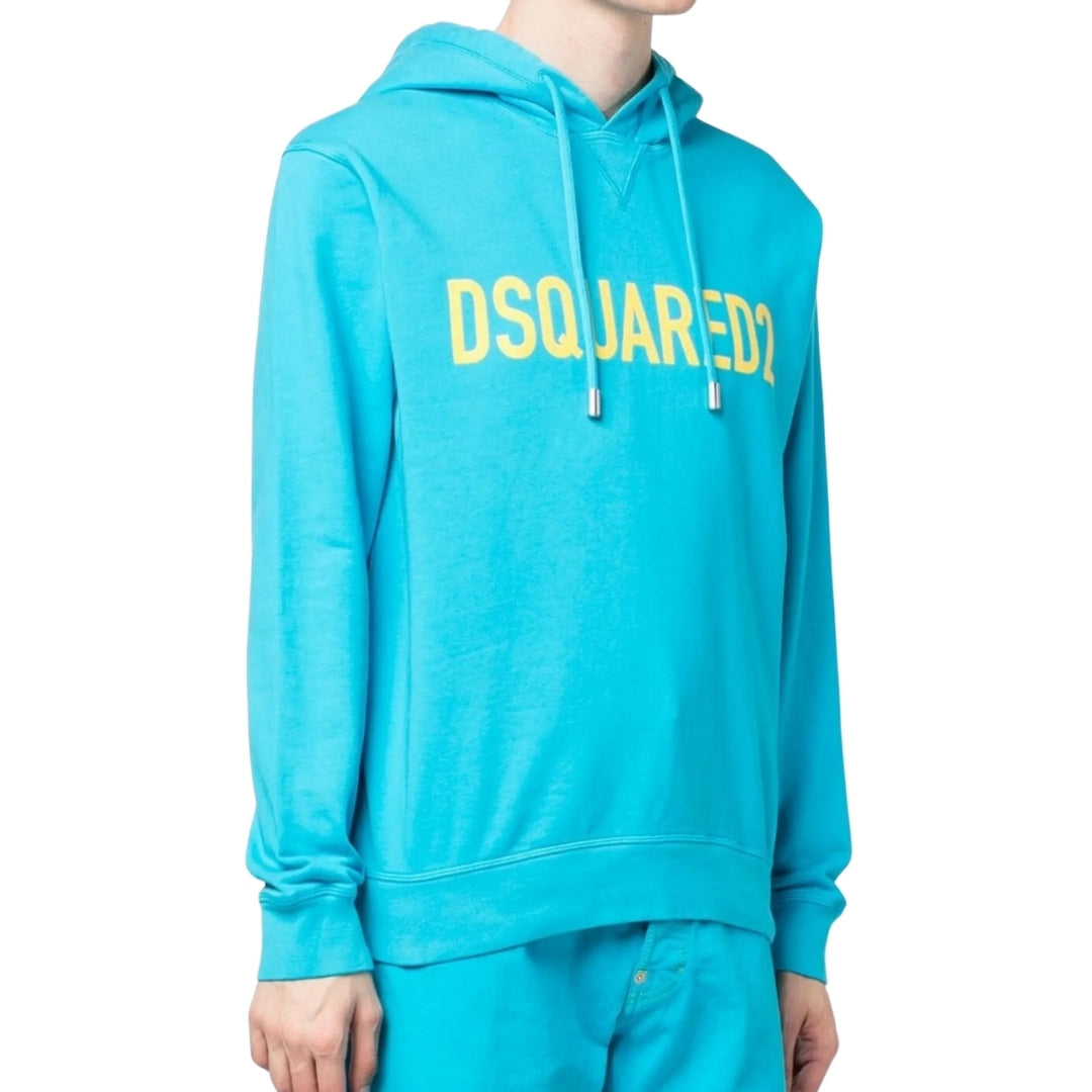 Dsquared2 Bold Logo Caribbean Sea Blue Hoodie L