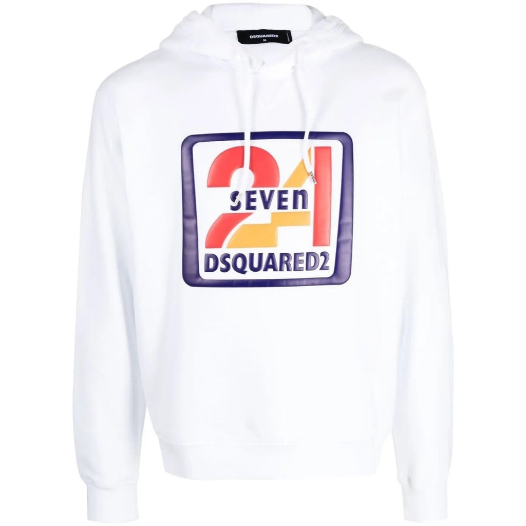 Dsquared2 Cool Fit Seven 24 Logo White Hoodie M