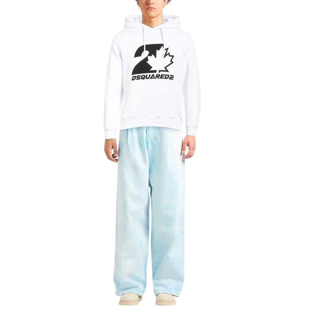 Dsquared2 S74Gu0728 100 Cool Fit Maple Leaf Hoodie 100 White Hoodie