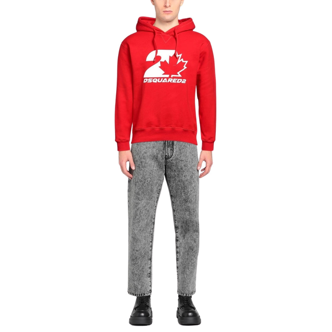 Dsquared2 S74Gu0728 312 Cool Fit Maple Leaf Hoodie 312 Red Hoodie