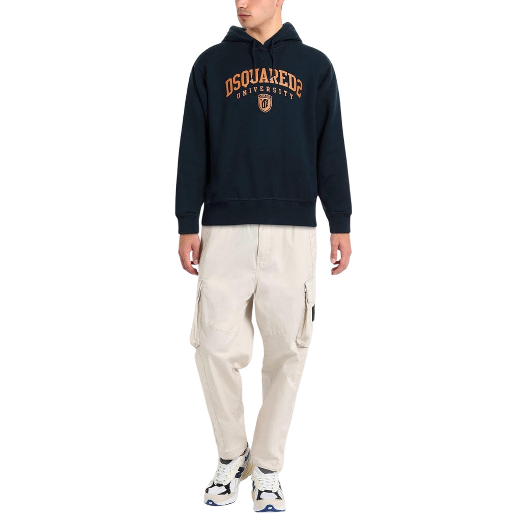 Dsquared2 Cool Fit Varsity Design Dark Navy Blue Hoodie S74GU0744 478