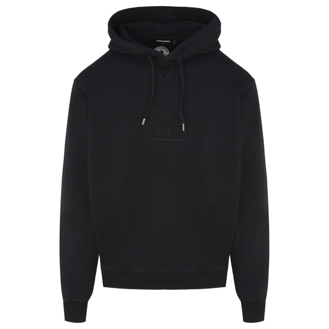 Dsquared2 Cool Fit Embossed Maple Leaf Logo Black Hoodie M