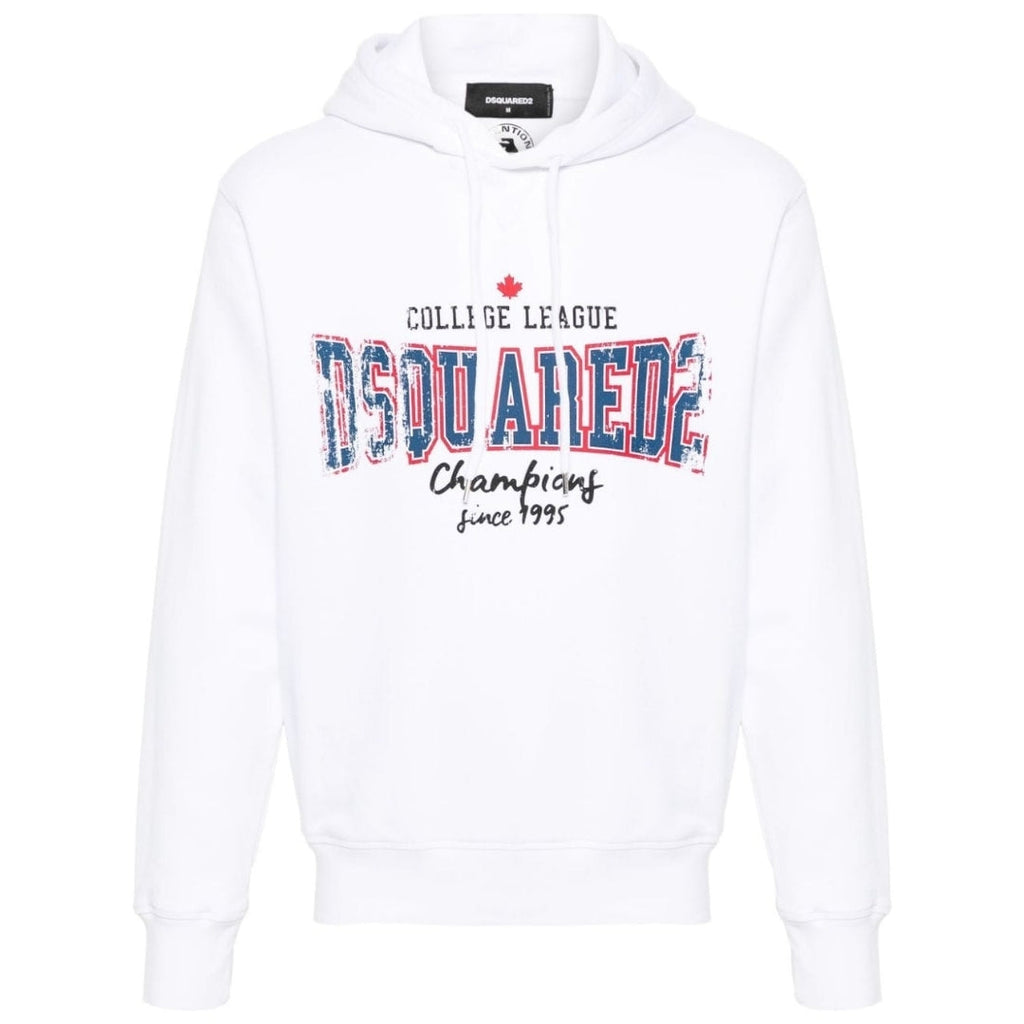 Dsquared2 Cool Fit Faded College League Logo White Hoodie