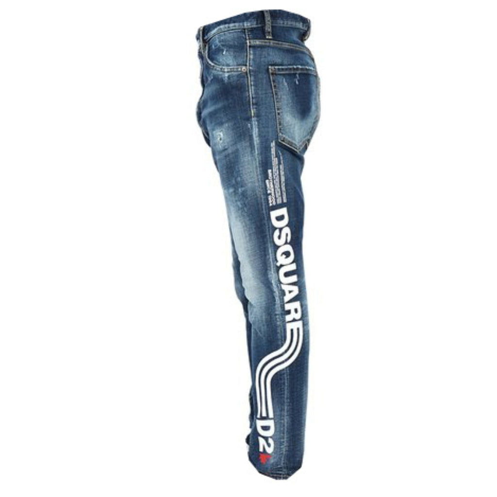 Dsquared2 Large Logo Relax Long Crotch Blue Jeans W34 / 32L