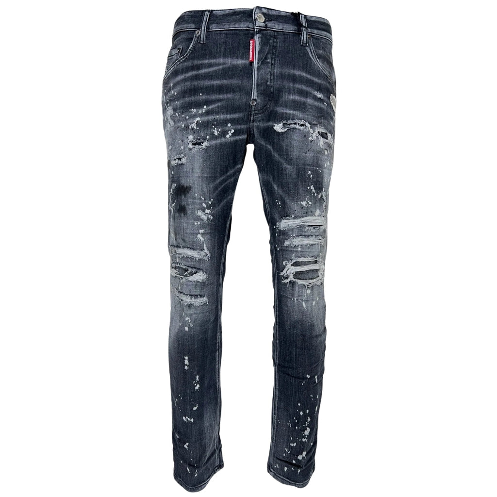 Dsquared2 Skater Jean Reinforced Ripped Paint Splatter Black Wash Jeans S74Lb1430 S30503 900