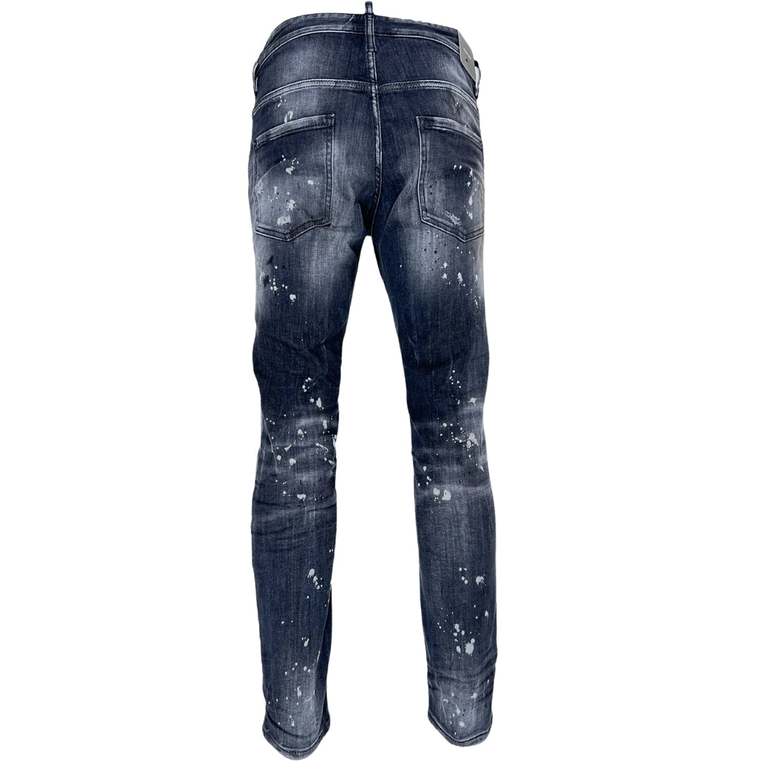 Dsquared2 Skater Jean Reinforced Ripped Paint Splatter Black Wash Jeans S74Lb1430 S30503 900