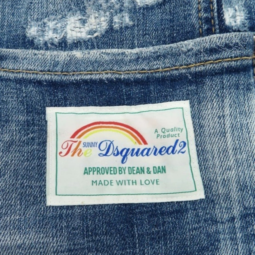 Dsquared2 Tidy Biker Jean Paint Splash Reinforced Ripped Blue Jeans S74Lb1438 S30872 470