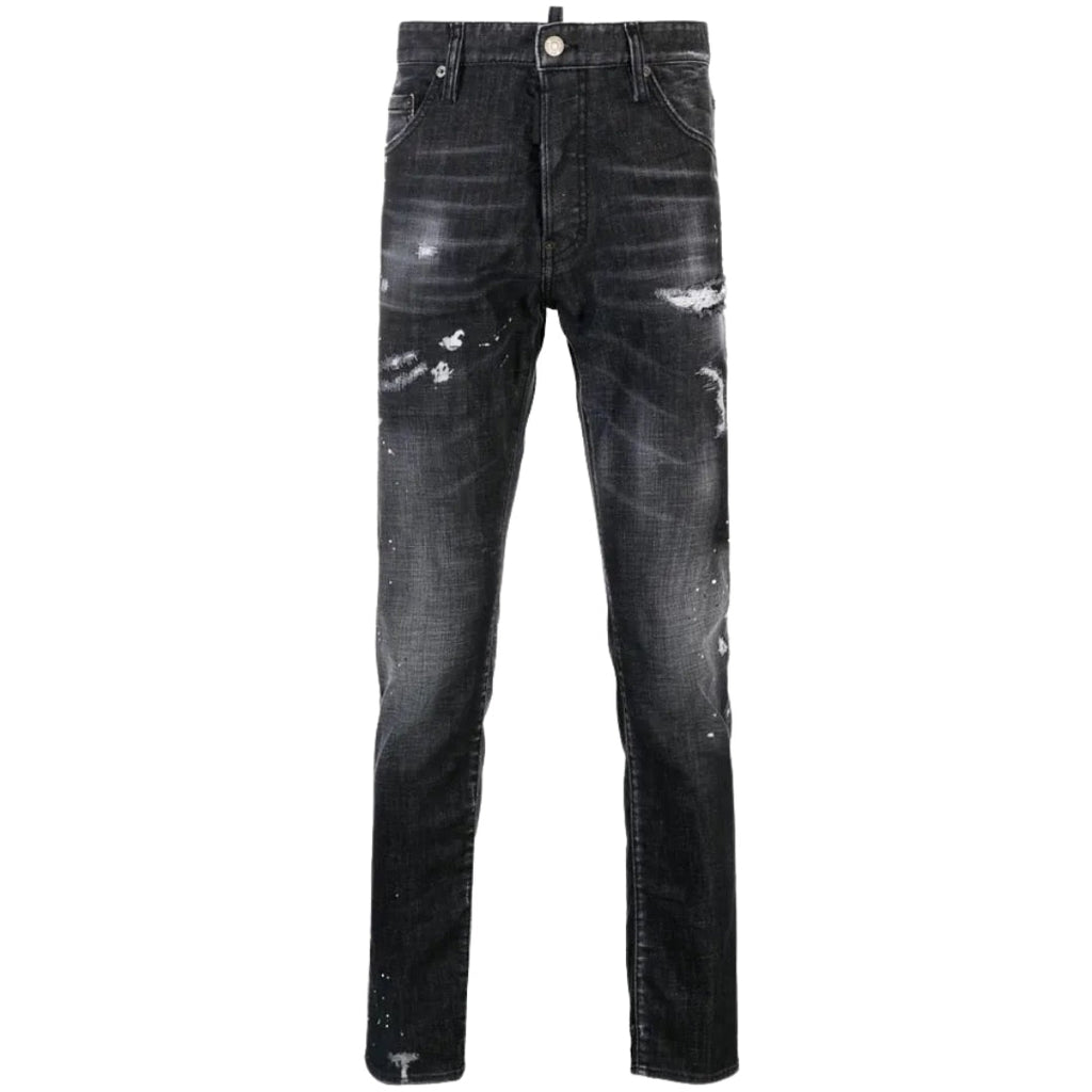 Dsquared2 Cool Guy Jean Black Paint Splattered Ripped Wash Jeans S74Lb1480 S30357 900
