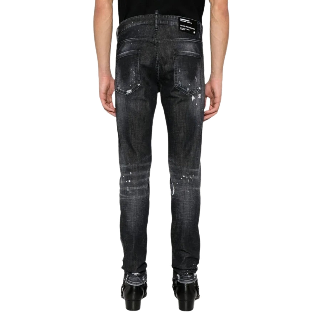 Dsquared2 Cool Guy Jean Black Paint Splattered Ripped Wash Jeans S74Lb1480 S30357 900