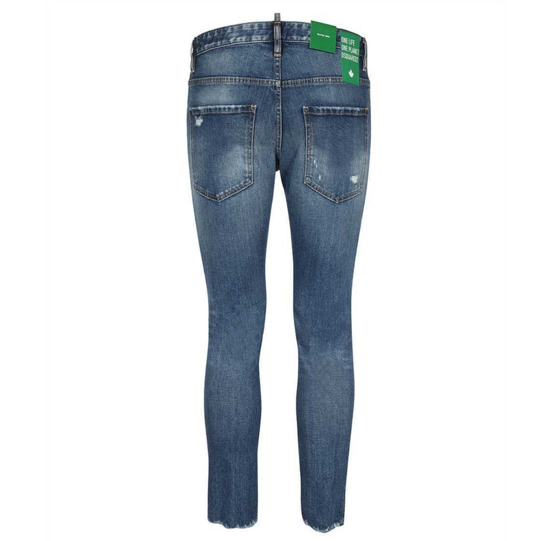 Dsquared2 Skater Jean Green Badge Blue Denim Pants S78LB0057 S30817 SKATER JEAN 470