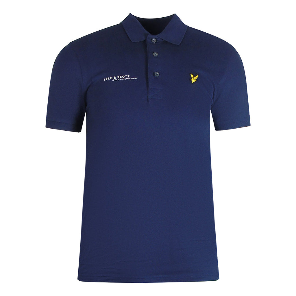 Lyle Scott Navy Blue Co Ordinate Print Logo Short Sleeved Polo Shirt