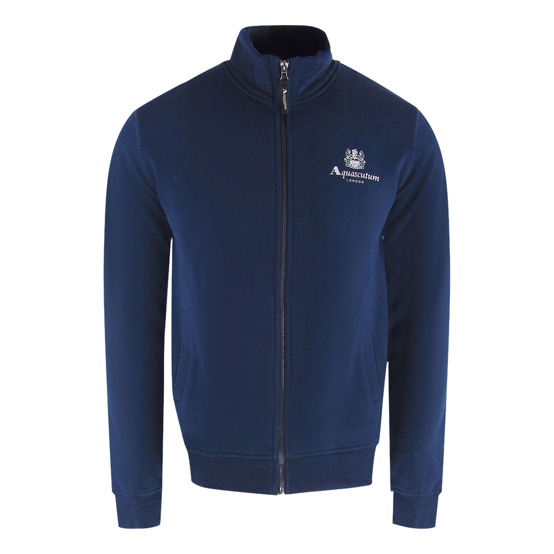 Aquascutum Activemallogo Full Zipock Neck Fleece Navy Sw004 11 Navy Blue Zip Sweater Male - Style Centre Wholesale